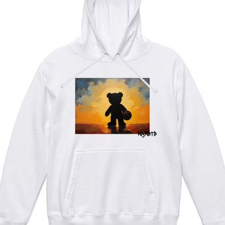 RARETE (ラルテ)  Teddy bear　silhouette　basketball　テディベア シルエット　バスケ スエット パーカー 油絵