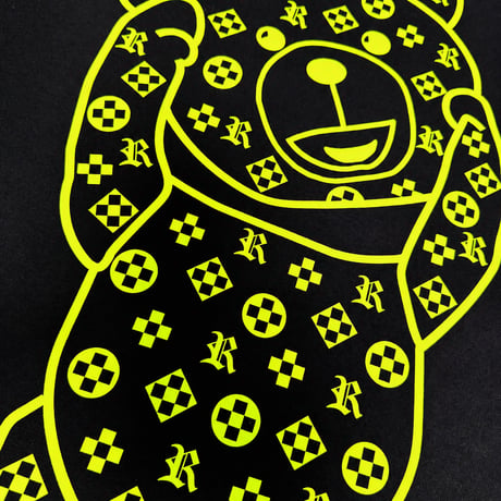 RARETE (ラルテ) テディベア Teddy bear モノグラム Tシャツ ネオンイエロー 蛍光イエロー