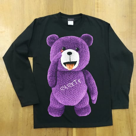 RARETE (ラルテ) テディベア あっかんベー！【紫色】ブラック  長袖Tシャツ