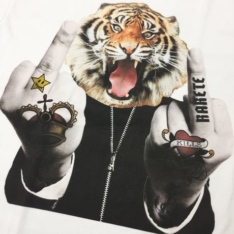 RARETE (ラルテ)   トラ ファック ポーズ タトゥー  Tシャツ  ホワイト  星柄 star