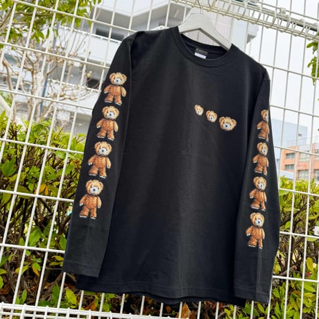 RARETE (ラルテ) テディベア 8bit 首取れた 増量中だよ！　長袖Tシャツ ブラック　ロンT