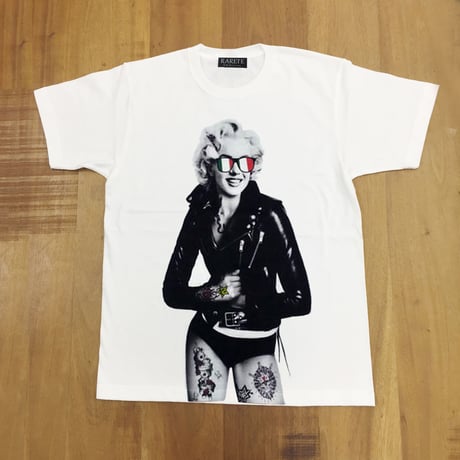RARETE (ラルテ)   マリリンモンロー レザージャケット イタリア  Tシャツ ホワイト  星柄 star