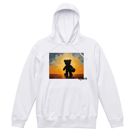 RARETE (ラルテ)  Teddy bear　silhouette　basketball　テディベア シルエット　バスケ スエット パーカー 油絵
