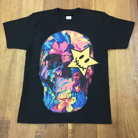 RARETE (ラルテ) ドクロ スカル ハイビスカス  Tシャツ  ブラック  星柄 star