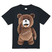 RARETE (ラルテ)  テディベア  あっかんベー！【茶色】 Tシャツ ブラック