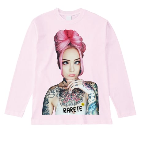 RARETE (ラルテ)  girl　Eye　Tatoo   ライトピンク  長袖Tシャツ