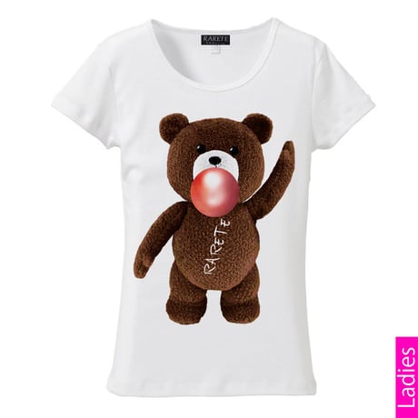RARETE (ラルテ)   テディベア ガム 茶色 Tシャツ Tシャツ  ホワイト  星柄 star (レディース）