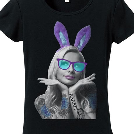 RARETE (ラルテ)   バニー タトゥー サングラス  Tシャツ  ブラック  星柄 star (レディース）