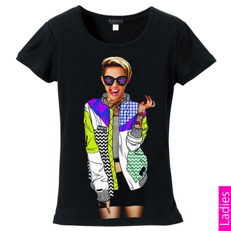 RARETE (ラルテ)   Miley カラフル ジャケット　 Tシャツ  ブラック  星柄 star (レディース）