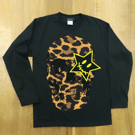 RARETE (ラルテ) ヒョウ柄 ドクロ スカル Tシャツ ブラック  長袖Tシャツ