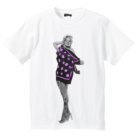 RARETE (ラルテ)   マリリンモンロー 水玉 パープル  Tシャツ  ホワイト