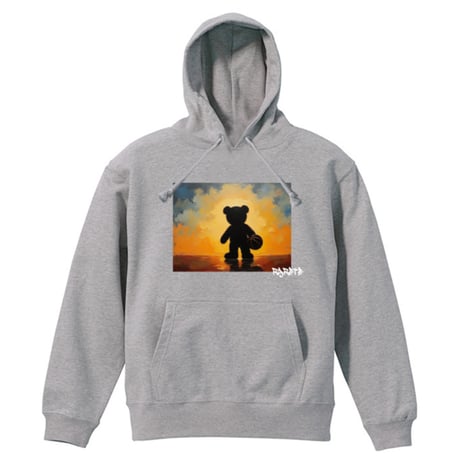 RARETE (ラルテ)  Teddy bear　silhouette　basketball　テディベア シルエット　バスケ スエット パーカー 油絵