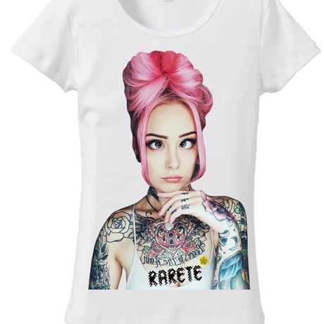 RARETE (ラルテ)   girl　Eye　Tatoo  Tシャツ ホワイト  星柄 star (レディース）