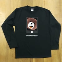 RARETE (ラルテ) 　自撮り アップ過ぎた！ 首とれた！ (茶色)　( 前アップ）　長袖Tシャツ ブラック　ロンT