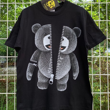 RARETE (ラルテ) ZIP テディベア ファスナー （グレイ）Tシャツ ブラック