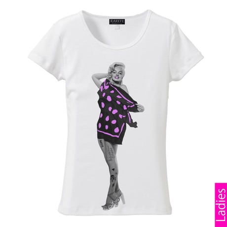 RARETE (ラルテ)   マリリンモンロー 水玉 パープル  Tシャツ  ホワイト  星柄 star (レディース）