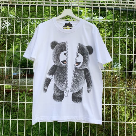 RARETE (ラルテ) ZIP テディベア ファスナー （グレイ）Tシャツ ホワイト