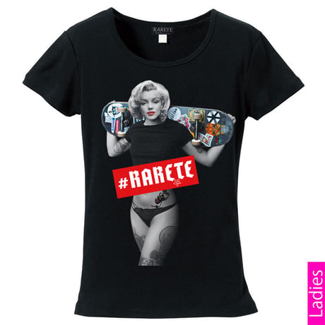 RARETE (ラルテ)   マリリンモンロー スケートボード BOXロゴ　Tシャツ ブラック  星柄 star (レディース）