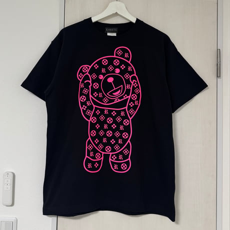 RARETE (ラルテ) テディベア Teddy bear モノグラム Tシャツ ネオンピンク 蛍光ピンク