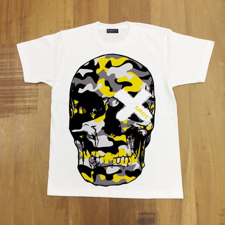 RARETE (ラルテ)    ドクロ   迷彩  イエローTシャツ  ホワイト  Tシャツ 星柄 star