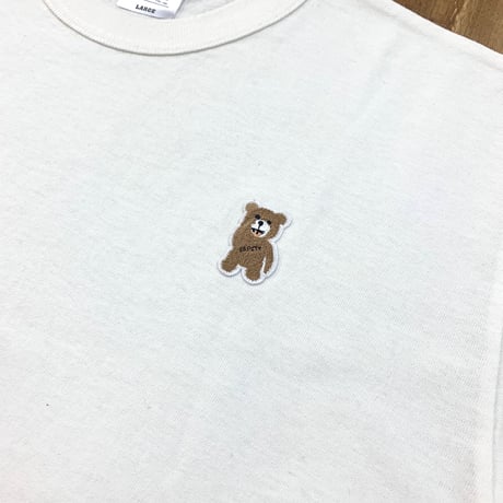 RARETE (ラルテ) テディベア 刺繍  あっかんべー  Tシャツ ナチュラル