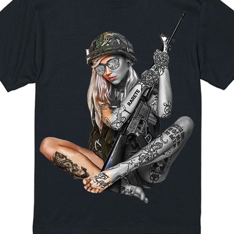 RARETE (ラルテ)  Girl 迷彩 ハーフ   Tシャツ ブラック