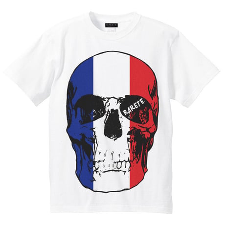 RARETE (ラルテ)   ドクロ スカル フランス国旗   Tシャツ ホワイト