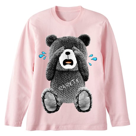 RARETE (ラルテ) 泣いちゃった! 【グレイ】テディベア  ライトピンク  長袖Tシャツ
