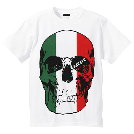 RARETE (ラルテ)   ドクロ スカル イタリア国旗   Tシャツ ホワイト
