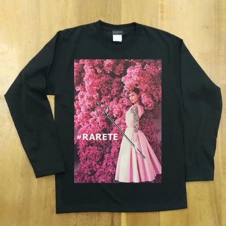 RARETE (ラルテ) Hepburn pink flower   ブラック  長袖Tシャツ