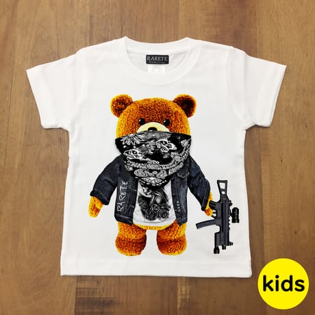 RARETE (ラルテ)  テディベア ドクロ Tシャツ   ホワイト 星柄 star （Kids）
