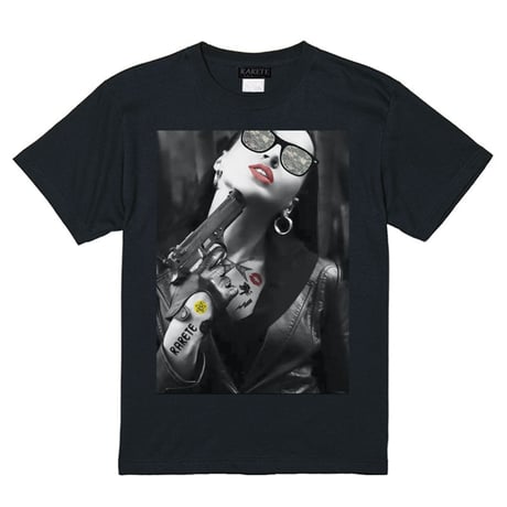 RARETE (ラルテ)    GIRL 迷彩 Tatoo  拳銃  Tシャツ ブラック