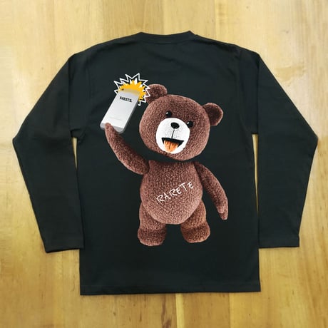 RARETE (ラルテ) 　自撮り アップ過ぎた！ 首とれた！ (茶色)　( 前アップ）　長袖Tシャツ ブラック　ロンT