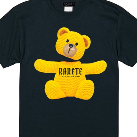 RARETE (ラルテ)  テディベア イエロー WATCH OUT FOR BEARS  Tシャツ ブラック