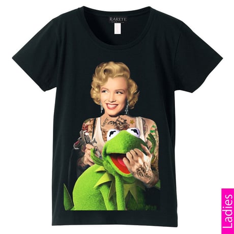 RARETE (ラルテ)   マリリンモンロー Frog  Tシャツ  ブラック  星柄 star (レディース）