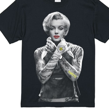 RARETE (ラルテ)    マリリンモンロー ナイフ tattoo  Tシャツ ブラック