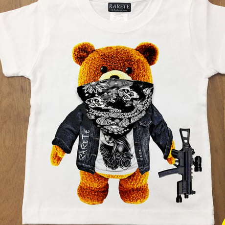 RARETE (ラルテ)  テディベア ドクロ Tシャツ   ホワイト 星柄 star （Kids）