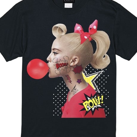 RARETE (ラルテ)   ガール　ガム  アメコミ  Tシャツ ブラック