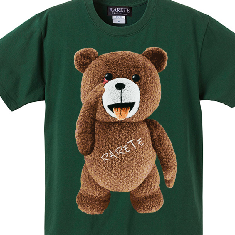 RARETE (ラルテ) テディベア あっかんベー！【茶色】 Tシャツ グリーン