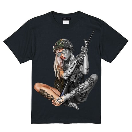 RARETE (ラルテ)  Girl 迷彩 ハーフ   Tシャツ ブラック