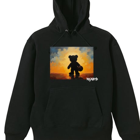 RARETE (ラルテ)  Teddy bear　silhouette　basketball　テディベア シルエット　バスケ スエット パーカー 油絵