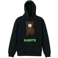 RARETE (ラルテ)  テディベア あっかんベー！【茶色】 モコモコ刺繍  パーカー ブラック