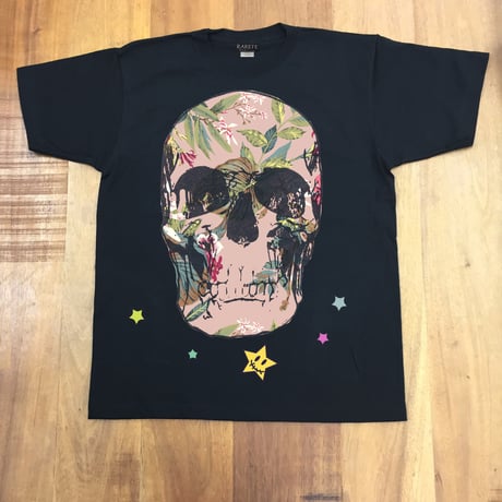 RARETE (ラルテ)   ドクロ スカル 花柄  Tシャツ  ブラック  星柄