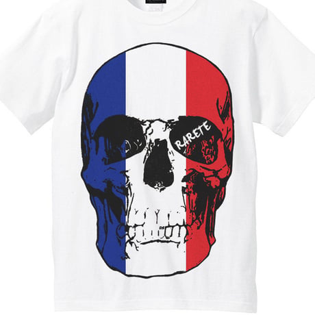 RARETE (ラルテ)   ドクロ スカル フランス国旗   Tシャツ ホワイト