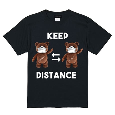 RARETE (ラルテ)  KEEP DISTANCE テディベア【茶色】 Tシャツブラック