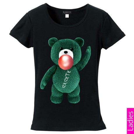 RARETE (ラルテ)   テディベア ガム 緑色 Tシャツ Tシャツ  ブラック  星柄 star (レディース）