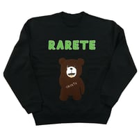 RARETE (ラルテ)  テディベア あっかんベー！【茶色】 モコモコ刺繍  スエット ブラック （裏パイル)