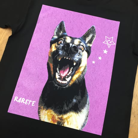 RARETE (ラルテ)    シェパード 吠える！  Tシャツ ブラック   星柄 star