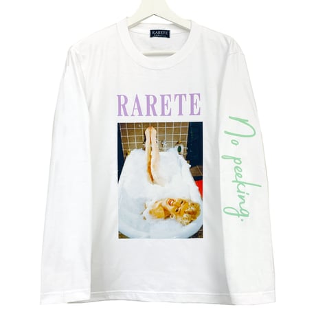 RARETE (ラルテ) MarilynMonroe バス no peeking. 長袖Tシャツ  ホワイト