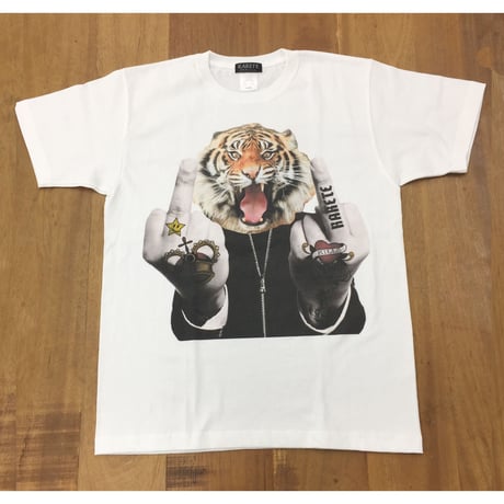 RARETE (ラルテ)   トラ ファック ポーズ タトゥー  Tシャツ  ホワイト  星柄 star